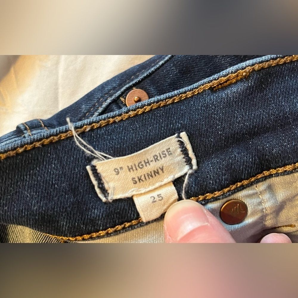 Madewell Women's Dark Blue 9 inch High Rise Skinny Jeans Waist 25 - Picture 4 of 12